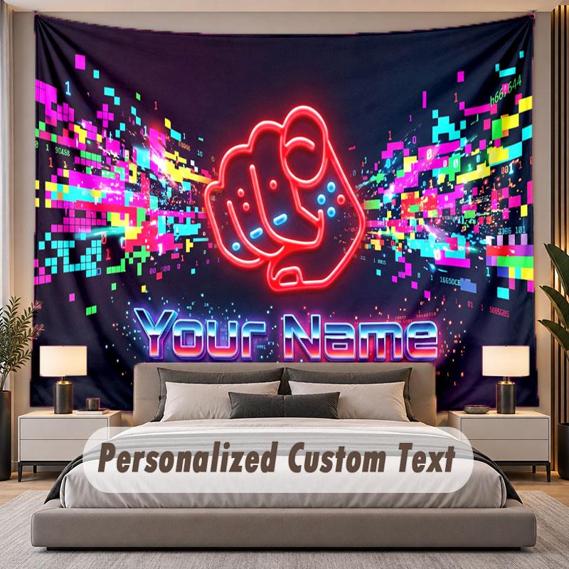 Neon Colorful (167) Theme Custom Tapestry Personalized Custom Name Text Wall Hanging Tapestry Home Decor Background Cloth