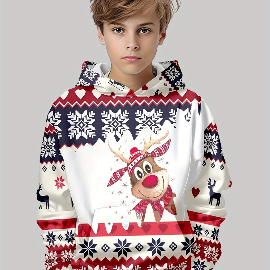 Kids Clothes Boys Hoodies Long Sleeve 3D Christmas Print Festive Atmosphere Girl Clothes Kids Spring Fall Clothes Boys Clothing