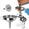 With Detachable Filter Stainless Steel Funnel Wide Mouth Oil Liquid Funnel For Canning