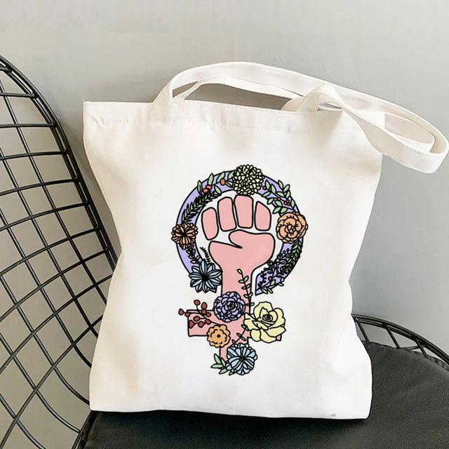Сумка-шоппер Girl Power с бабочками Harajuku Женская сумка для покупок Холщовая сумка-шоппер Сумка для девочек Большая сумка через плечо Женская сумка