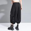 Черные винтажные повседневные свободные летние широкие брюки больших размеров с высокой талией, женские брюки