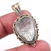 Natural Black Rutile 925 Solid Sterling Silver TwoTone Gift Pendant 1.50" d5D02