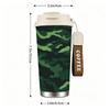 Green Camouflage Pattern Leakproof Insulated Coffee Tumbler Reusable Vacuum Thermal Mug Portable Travel Cup for Outdoor Hiking Camping