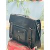Men's Genuine Goat Leather Vintage Laptop Handmade Messenger Black Bag Satchel