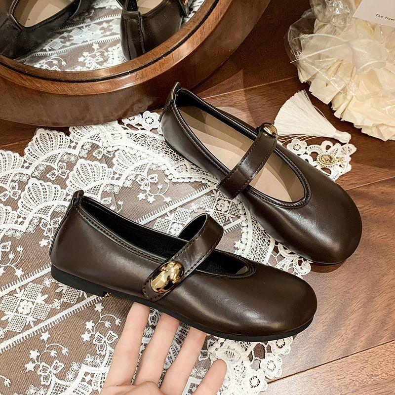 Модные одинарные туфли с круглым носком, взрывной ретро-стиль Мори 2025, женские туфли для работы, универсальные маленькие кожаные туфли в литературном стиле