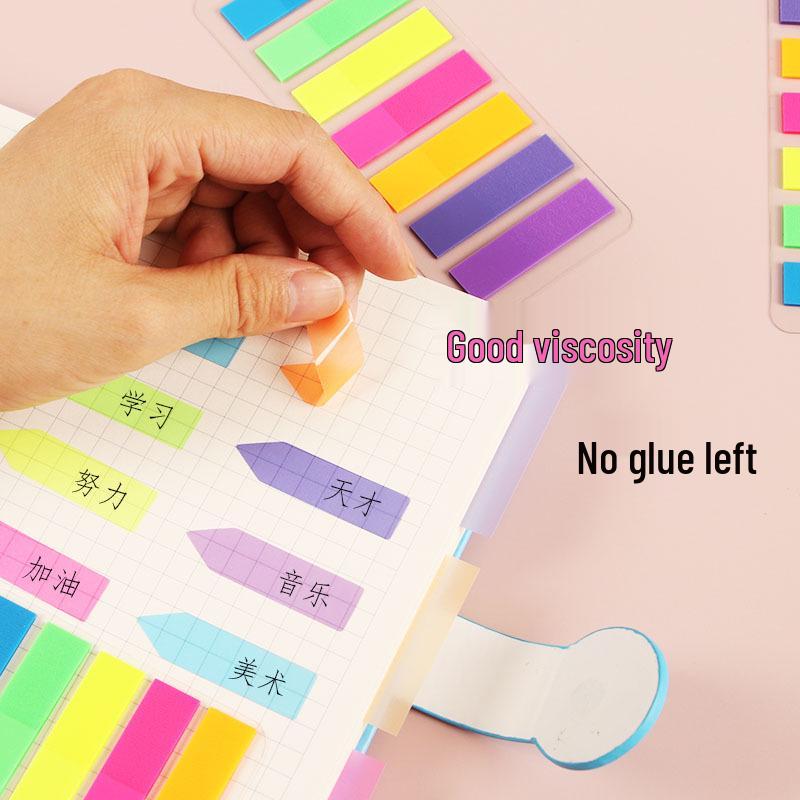 Transparent Sticky Notes & Fluorescent Arrow Index Stickers: Waterproof, Self-Adhesive, Ideal for Students