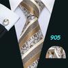 Barry.Wang Men's Silk Ties Pocket Square Cufflinks Floral Jacquard Necktie Set for Formal Designer