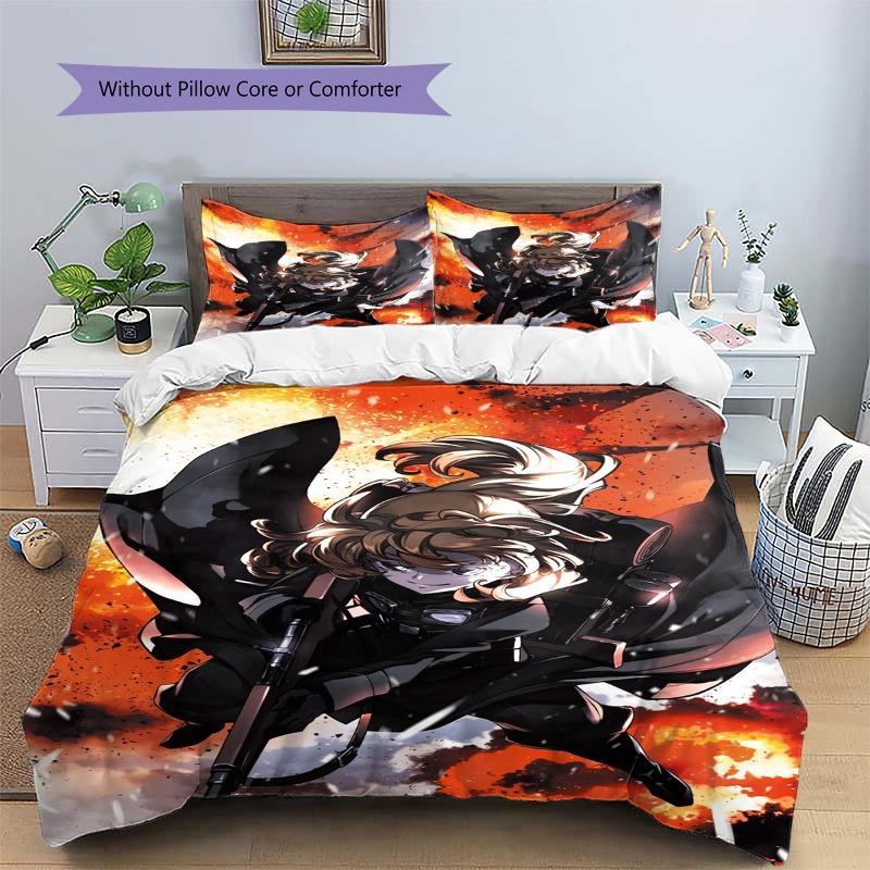 Anime Saga of Tanya the Evil Print 3‑Pieces Duvet Cover Set Manga Art Bedding Bedroom Home Decor Without Pillow Core Comforter