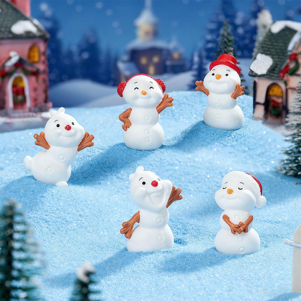 5/10Pcs Mini Snowman Figurines Cute Christmas Ornaments For Xmas Tree Decor Diy Fairy Garden Holiday Gift