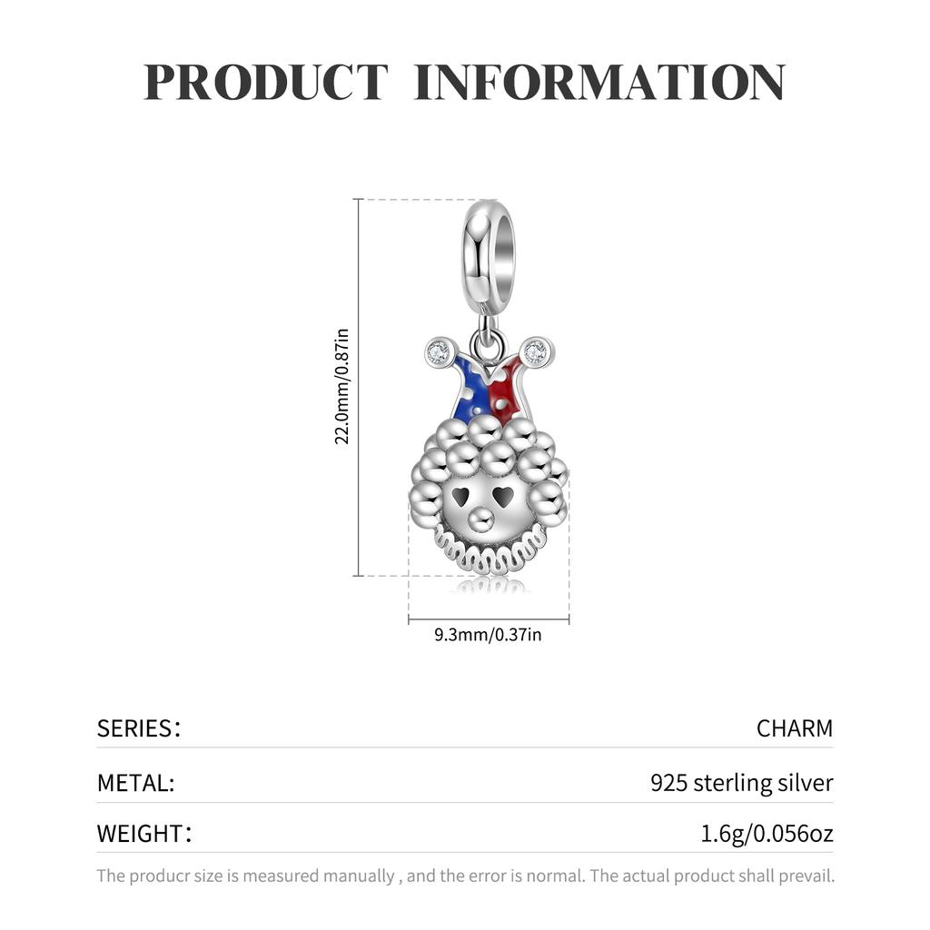 Кулон Джокер с красным носом, оригинальные стерлингового серебра 925 пробы, очаровательные бусины клоуна с влюбленными глазами для женщин, браслет, ювелирные изделия, подарок на Хэллоуин