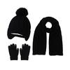 3Pcs/Set Kids Hat Scarf Glove Set Plush Ball Decor Twist Texture Knitting Hat Long Scarf Winter Gloves Set Winter Accessories