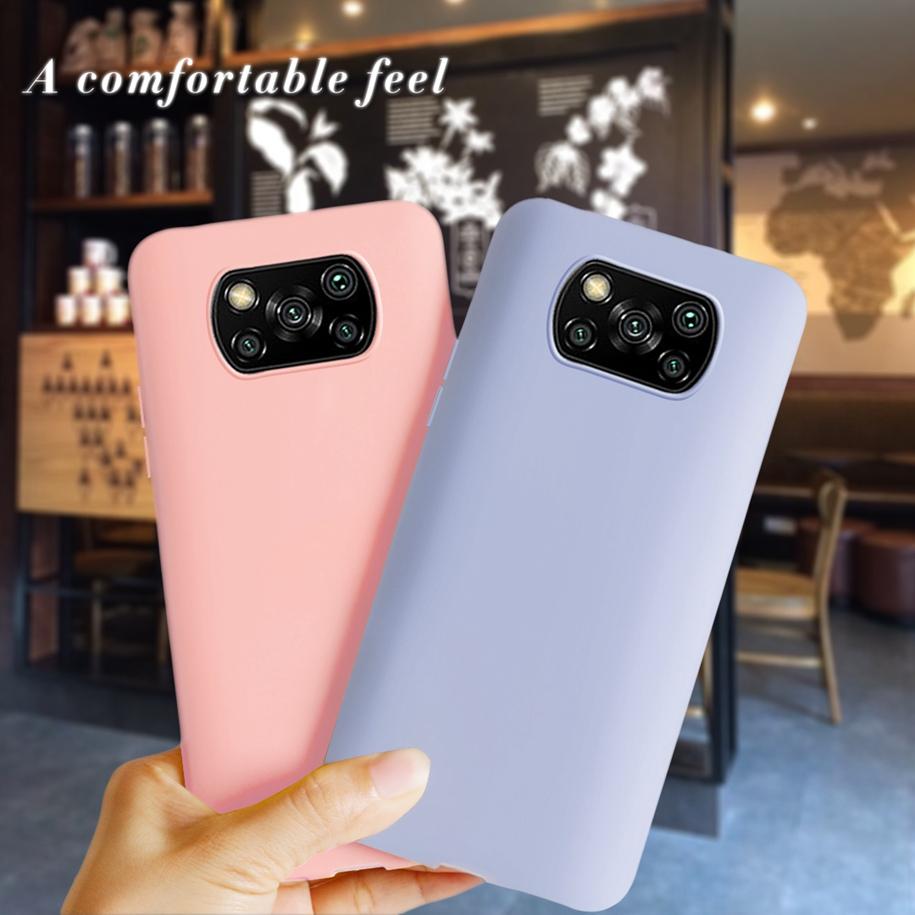 Для Xiaomi Poco X3 Pro Чехол Мягкий Матовый Жидкий Силиконовый Противоударный Бампер Чехлы для Телефонов Для Poco X3 NFC PocoX3 Candy Color Fundas