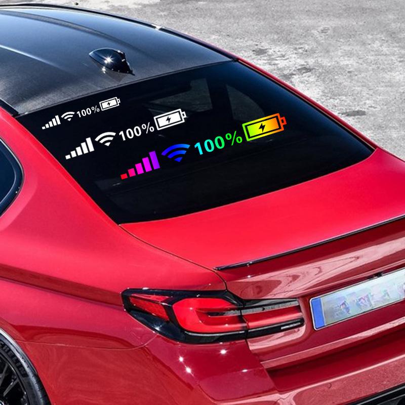 Car Windshield Stickers WiFi Signal Power Reflective Stickers On Car Mobile Phone Icon Car Stickers Auto Exterior Decor Accessories