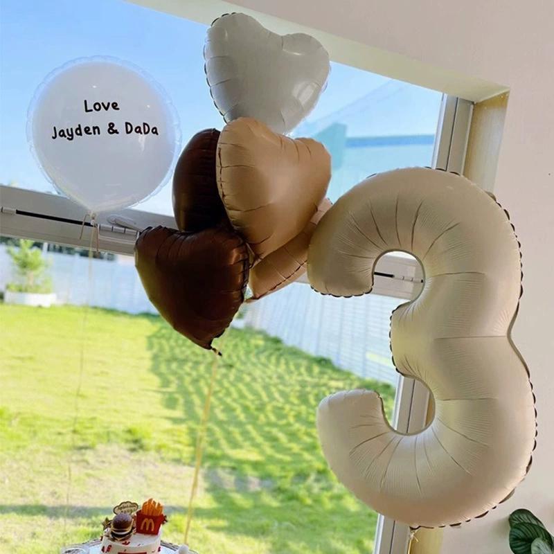 40 Inch Beige Cream Caramel chocolate Color Retro Number Balloon 123456789 for Baby Shower Birthday Party Wedding Decoration