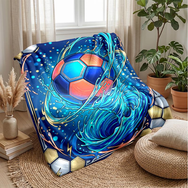 Soccer Ball in Water 1 Theme blanket Lightweight Warm Flannel Blanket Decorative Throw Blanket for Home Decoration