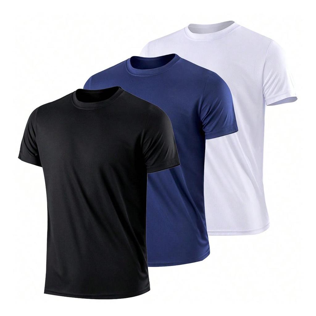 3PCS/Set Men's Casual Breathable Quick-Dry Short Sleeve Sports T-Shirts