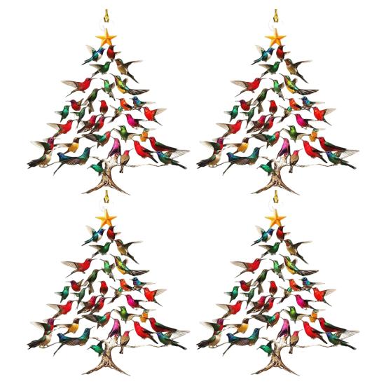 Блестящая Рождественская игрушка-колибри Двусторонняя красочная конструкция Игрушка-колибри Зимняя птица Рождественский декор