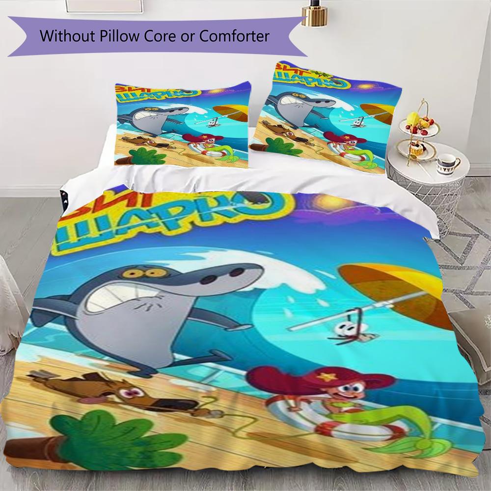 Zig&Sharko Pattern Bedding,Quilt Set Quilt Cover Pillowcase Home Birthday Gift(1 * duvet cover + 2 * pillowcase, without core)_lx
