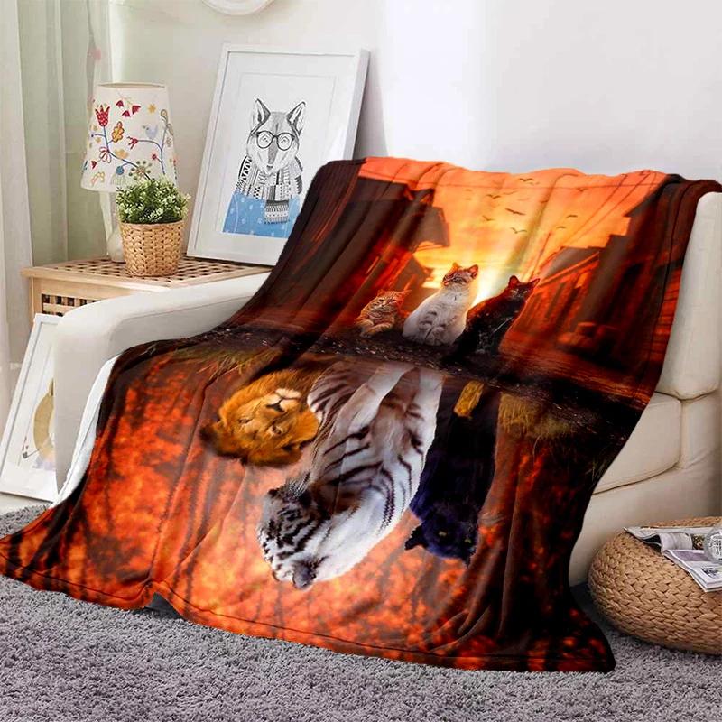 3D Tiger Throw Blanket Super Soft for Spring Line Art Flannel Blanket for Bed Sofa Couch Blanket King Full Size Autumn Modern