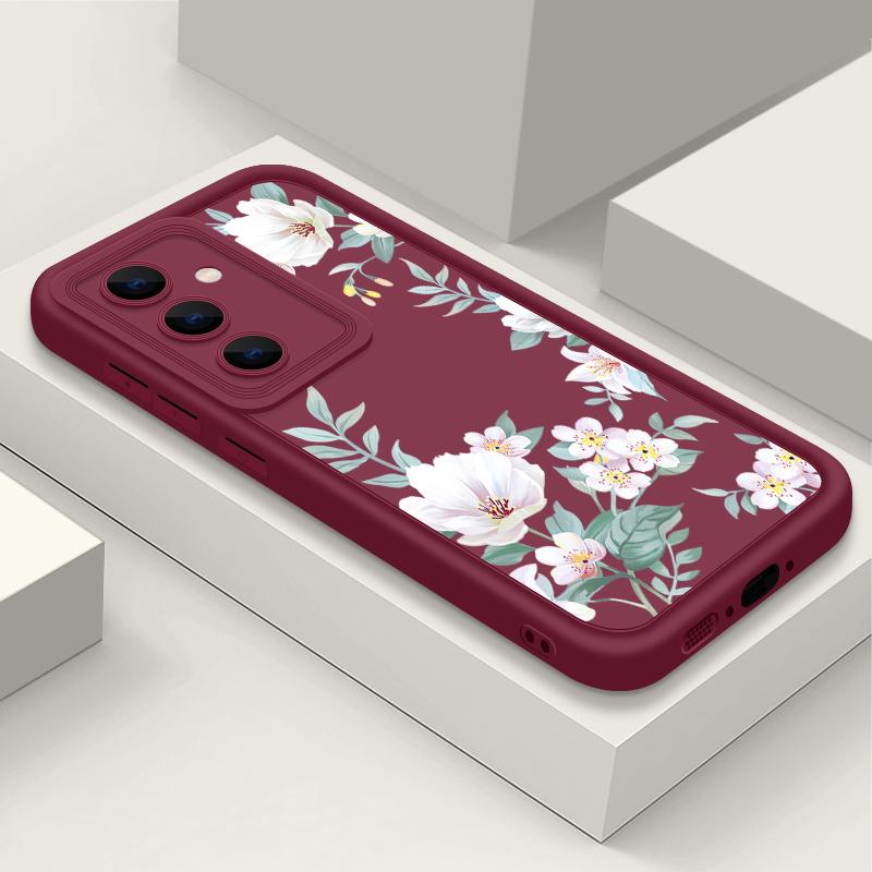 Белый цветочный узор матовый мягкий чехол TPU для телефона Samsung S25 Plus S24 FE S23 Ultra S22 A56 A36 A16 A15 A55 A06 A05 A35 A34 противоударный бампер