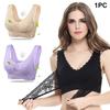 Chic Women Front Cross Side Button Lace Wireless Push Up Bra Brassiere Underwear