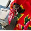 Chinese Ethnic High Capacity Travel Bag Versatile Contrasting Color Sports Fitness Handbag Personalized Northeast Big Flower Cotton Coat Crossbody Bag