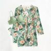 Women Floral Print Bikinis Set Sexy Three Piece Beach Cover Up Push Up Summer Long Sleeve Twist Swimwear Bathing Suit