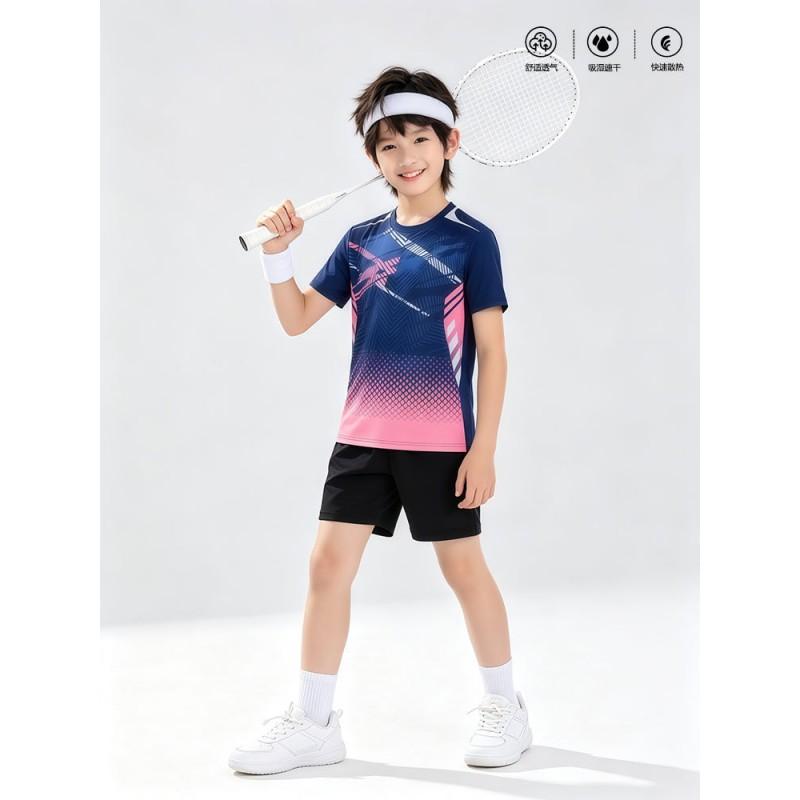 Kids Badminton Sport Set Short Sleeve Quick Dry Training Uniform Boys Girls