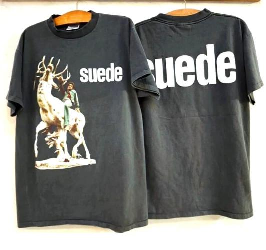 SUEDE rock band short sleeve classic black color 2 side shirt