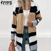 Women's Fashion Casual Colour Block Print Autumn Winter Long Sleeve Cardigans