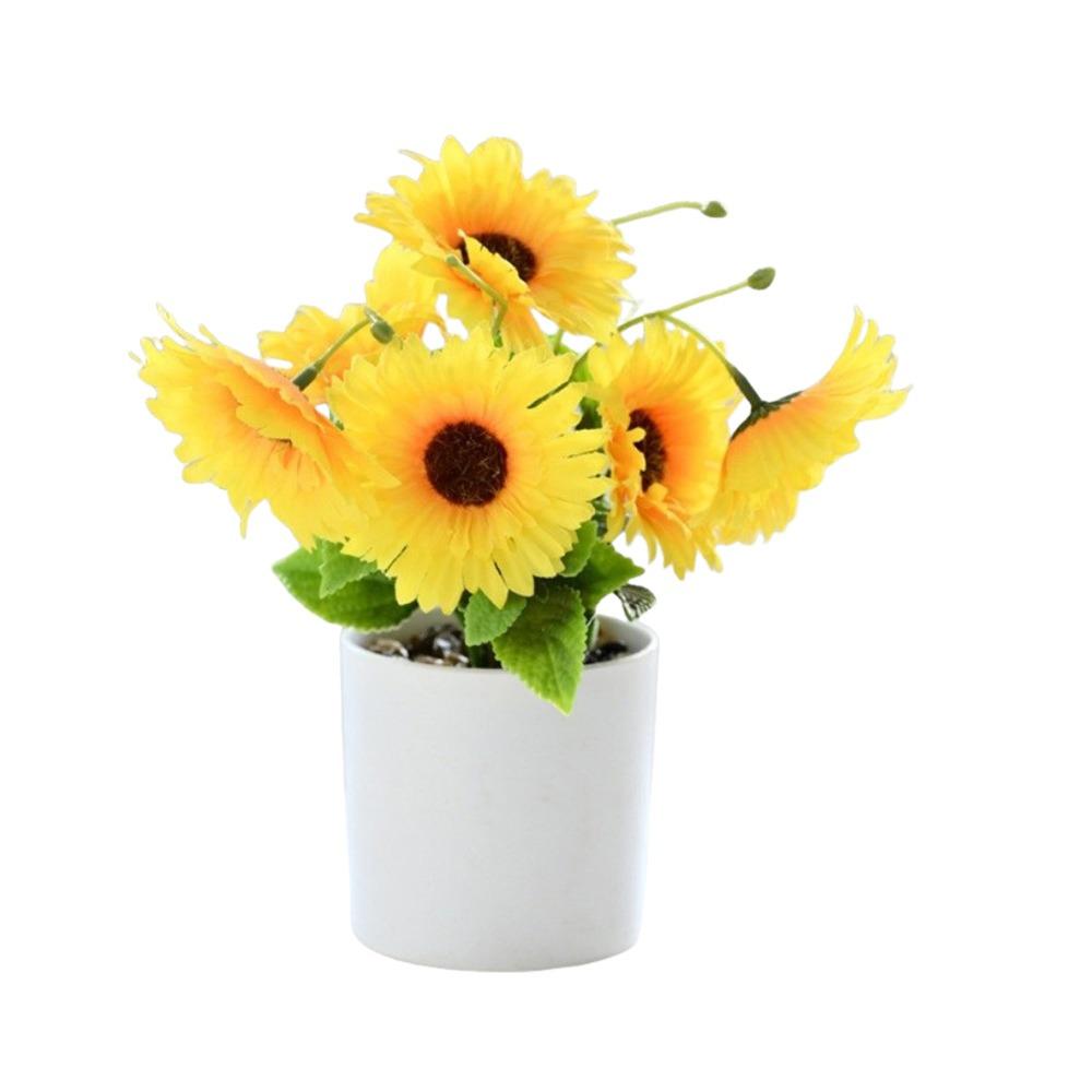Sunflower Plant Simulation Bonsai Placement Fake Plant Flowerpotted Artificial Flower Party Decor