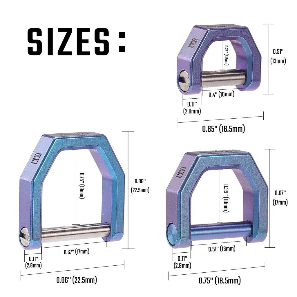 MecArmyCH2 Titanium D Type Heavy Duty Key Ring, Key Fob Holder D Ring Key Chain Car Key Wallet with Screw Shackle (S/M/L),Ch2 Blue-Medium