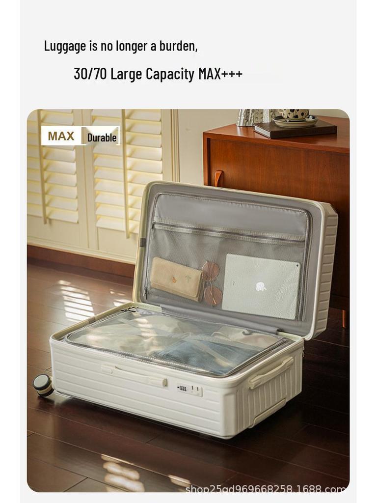 2025 Чемодан-тележка из кожи большой вместимости 24 дюйма с кодовым замком - Минималистичный дизайн для мужчин и женщин