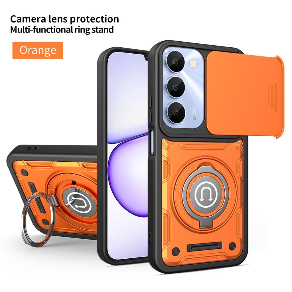 Противоскользящий бронированный чехол для Realme C100 4G C100x C100i Слайдер Защитное кольцо для камеры Подставка Рамка из ТПУ Пластиковая крышка для телефона Fundas