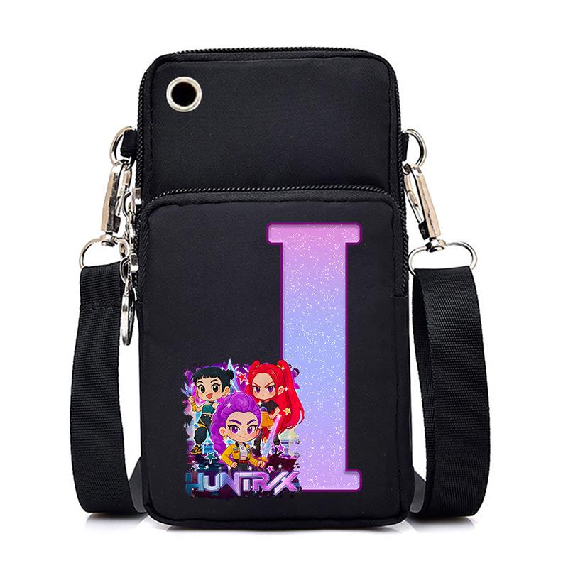 Anime Cartoon Peripheral 26 Letters Mobile Phone Bag Multi-Function Vertical Square Black Messenger Bag