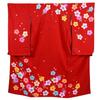 7 Years Made In Japan Special Pure Large Cherry Blossom Celebratory Large Thirteenth Luxury Hiyoku 7 Years Red Shichi-Go-San Kimono, Old, [Nagomiya]