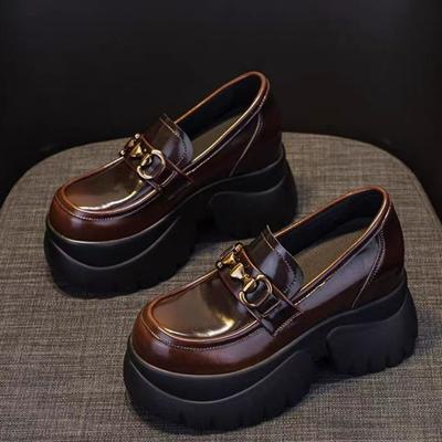 Женская обувь Лоферы Женские туфли на высоком каблуке Модные металлические украшения Офис и карьера Новые туфли на платформе с застежкой-молнией