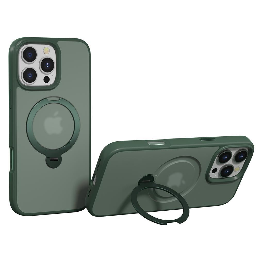 For iPhone 16 Pro Max Magnetic Case Rotating Kickstand TPU + PC Phone Back Cover