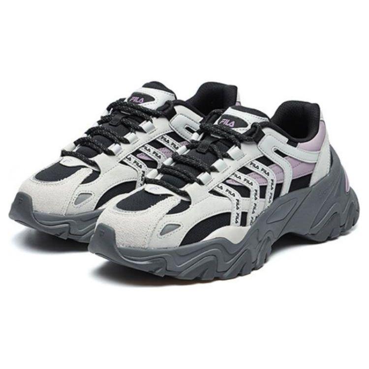 Fila Sofia 2 Fishbone Shoes 2.0 Retro Casual Shock Absorbing Non-Slip Wear-Resistant Low-Top Dad Shoes Women Sneaker Gray Purple F12W134159FBA