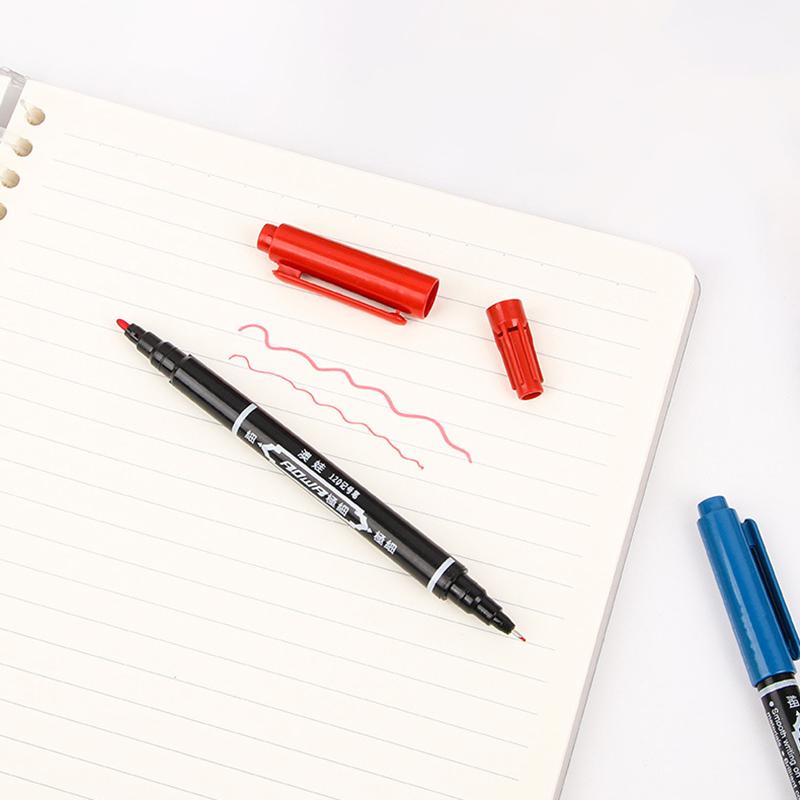 10 шт./Набор Двусторонние Перманентные Маркеры Ручки Тонкий Наконечник Водонепроницаемые Чернила Тонкое Перо Толстое Перо Черные Чернила Школьные Принадлежности Маркеры Ручка