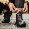 Модная мужская зимняя обувь Ботинки до щиколотки Рабочие Повседневная кожаная обувь Слипоны Сохраняющие тепло Удобные Трендовые Универсальные Высокоэластичные Мужские Защитные ботинки