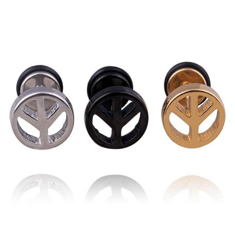 WKOUD Punk Stainless Steel Stud Earrings For Men Women Gothic Rockets Arrow Finger Cool Prevent Allergy Gold Black Puncture