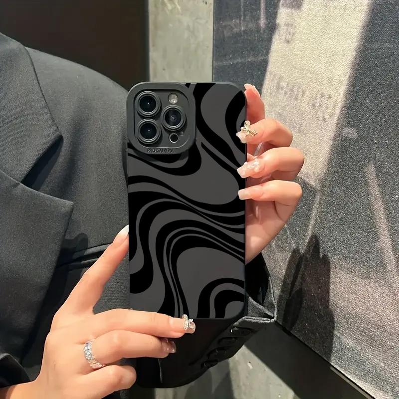 Black Wave Pattern Print Tpu Phone Case For Xiaomi Mi 14T 13T 12T Pro 14 13 12 11 Lite 5G NE Poco F6 F5 X5 M6 Pro 4G Soft Cover