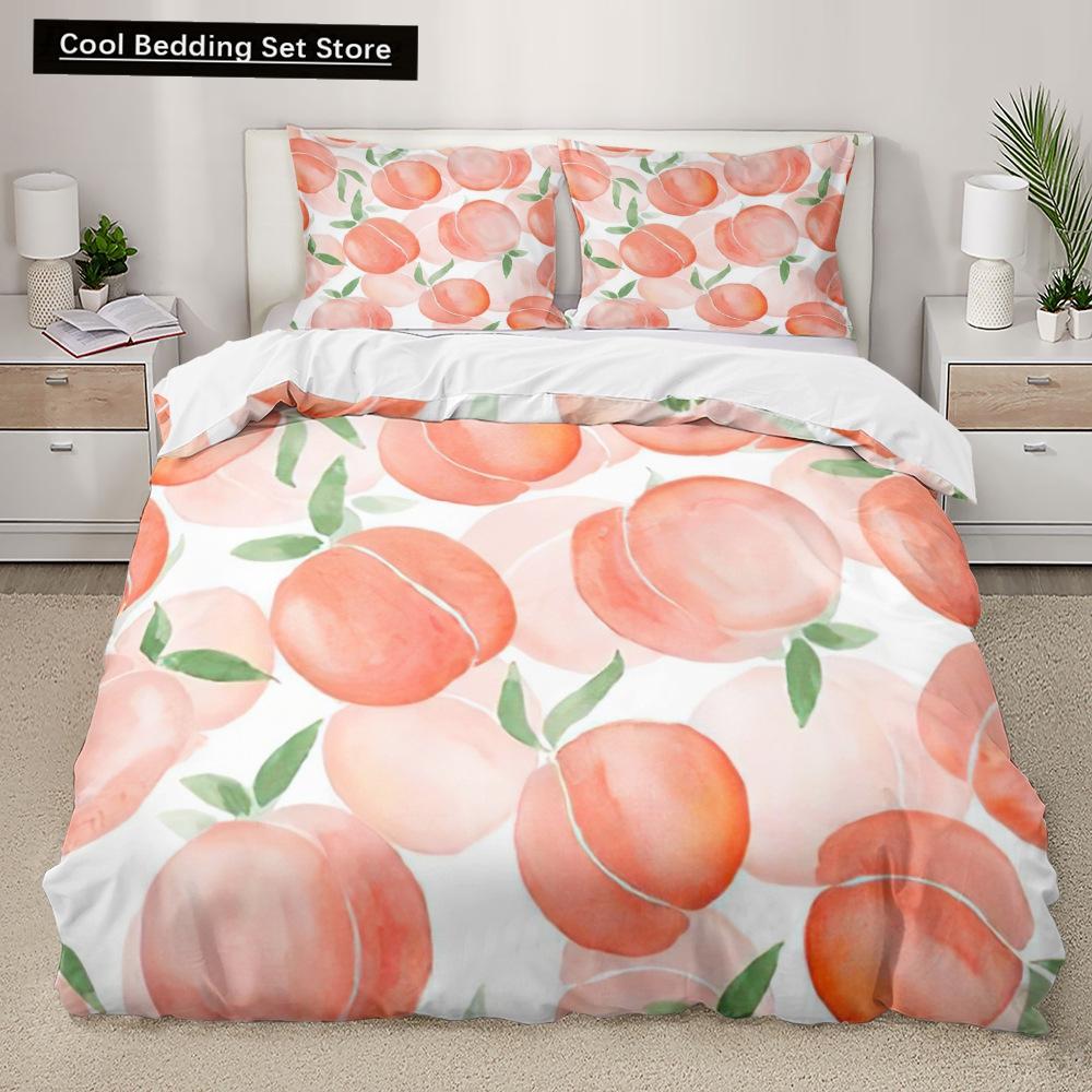 Cartoon Fruit King Queen Duvet Cover Summer Tropical Fruit Bedding Set for Boy Girl Banana Pear Red 2/3pcs Polyester Quilt Cover