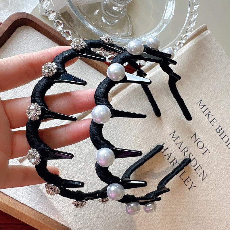 Двусторонний ободок для волос «Жемчужная волна» со стразами и зубчиками – Модный и универсальный аксессуар для волос