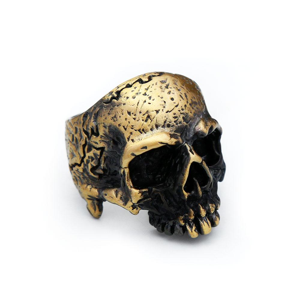 Gothic Punk Brass Skull Rings Hip Hop Rock Vintage Personality Skeleton Ring For Men Women Locomotive Biker Jewelry Dropshipping