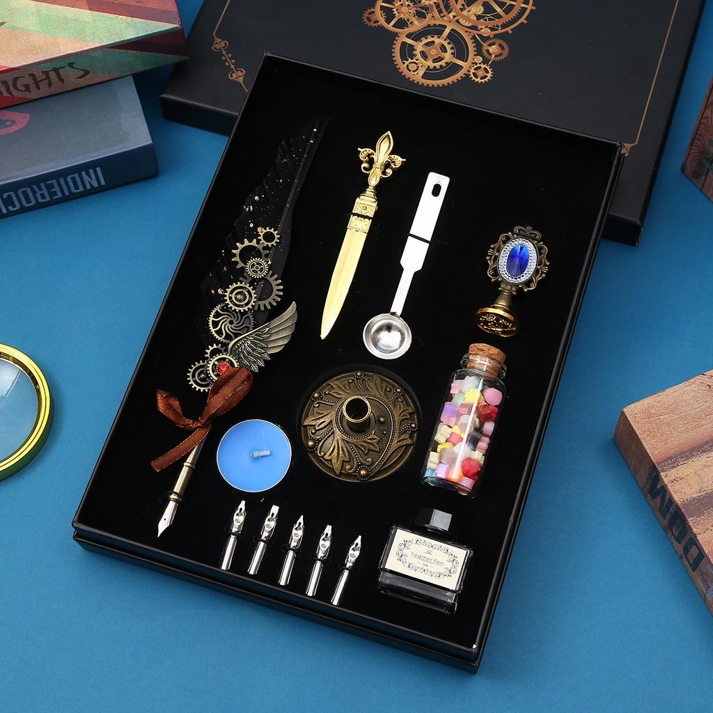 Retro Quill Pen High Value Retro Mechanical Magic Dipping Pen Gift Box Set Advanced Sense