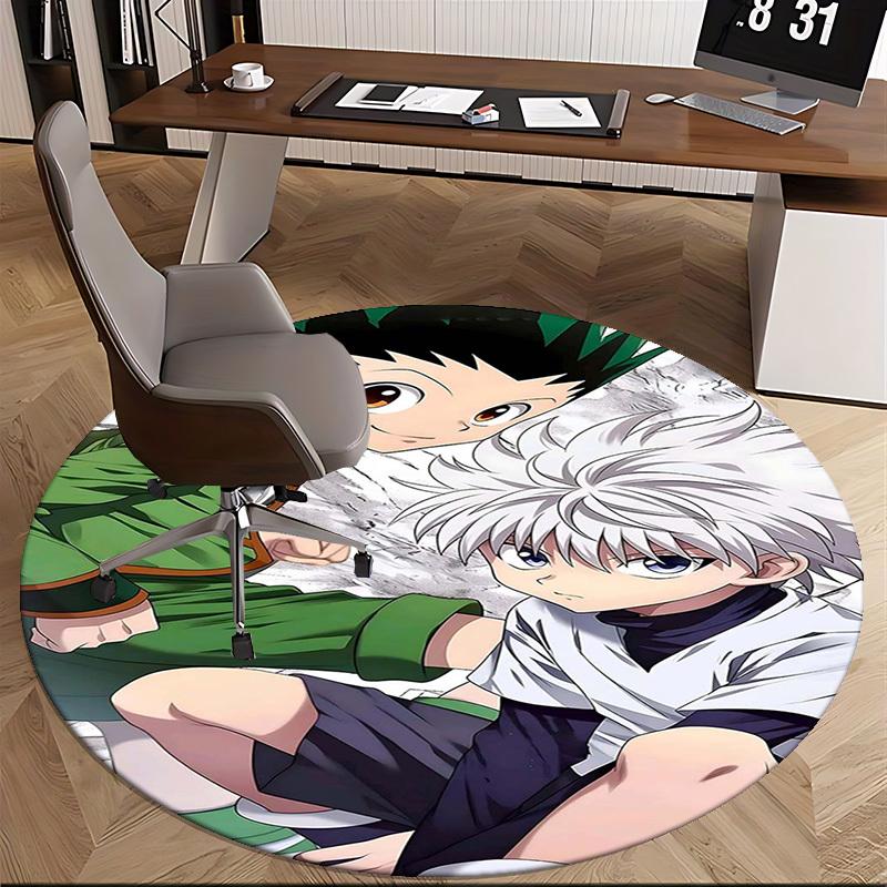 1 шт. Ковер круглый Hunter x Hunter Killua & Gon - Коврик для стула с дизайном из аниме-мультфильма, нескользящий ковер для офиса, домашнего декора, гостиной
