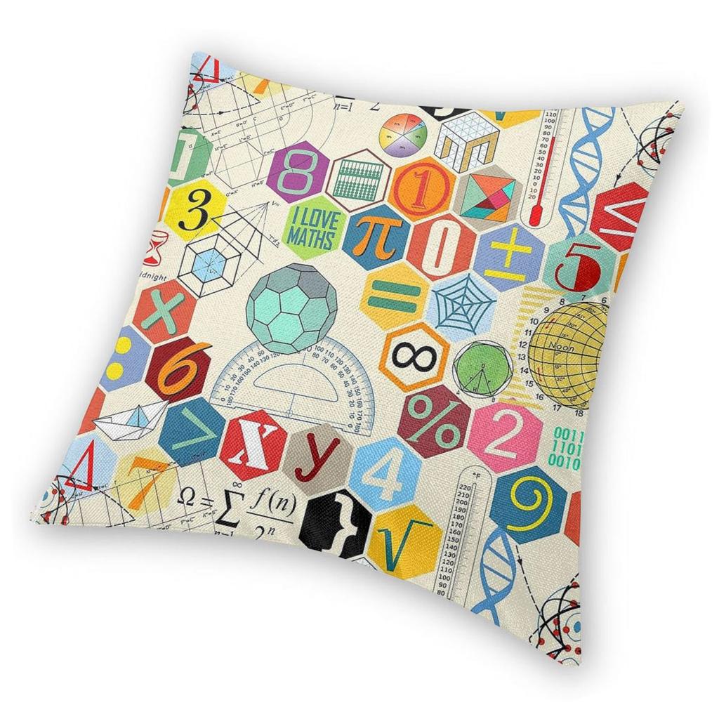 Math Symbols Numbers Formulas Pillowcase Polyester Linen Velvet Creative Zip Decorative Pillow Case Sofa Cushion Cover