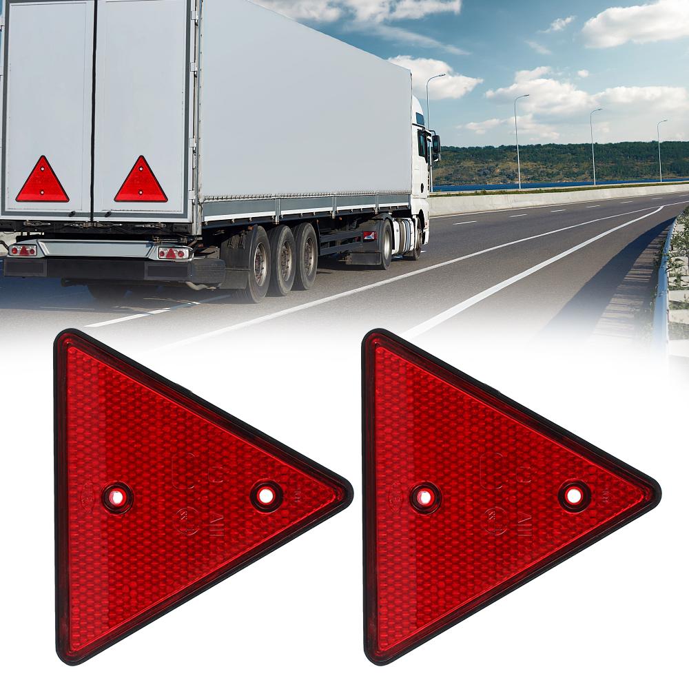 Red Rear Reflectors Triangle Reflective 2PCS Car Accessories Fit for Trailer Motorcycle Caravan Truck Boat